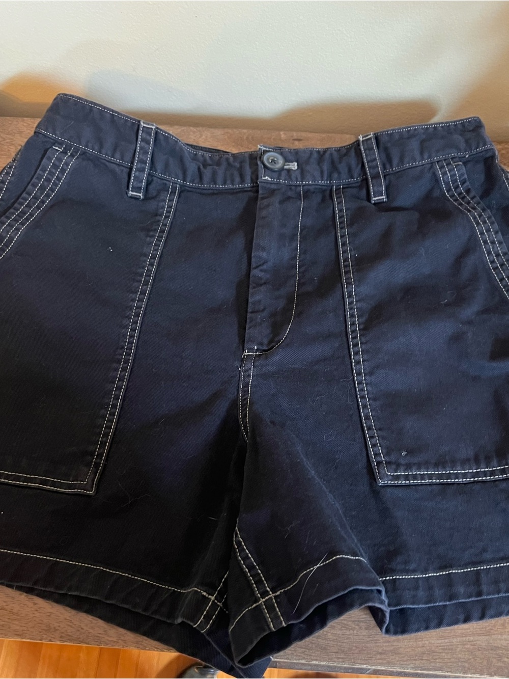 GAP Black Women's Utility Shorts with Contrast Stitching